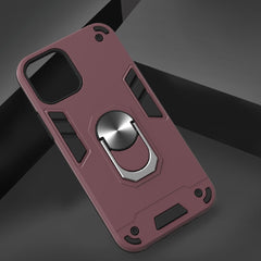 iPhone 12 Pro / iPhone 12 Case With Metal Ring Holder - Wine Red