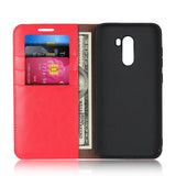 Xiaomi Pocophone F1 Case Genuine Leather Wallet - Red