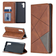 Samsung Galaxy Note 10 Case Rhombus Texture Wallet Case - Brown