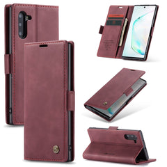 Samsung Galaxy Note 10 Case PU Leather With Card Slots - Wine Red