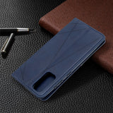 Samsung Galaxy S20 Case Rhombus Texture Wallet - Blue