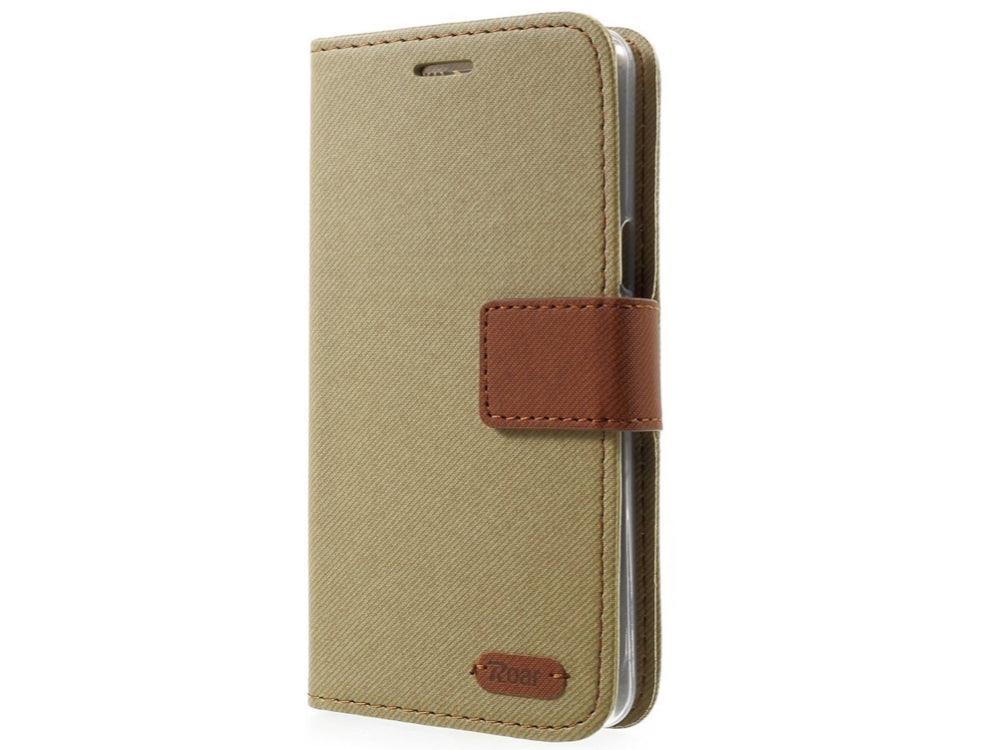 Samsung Galaxy J3 2017 ROAR KOREA Twill Grain Wallet Case - Khaki