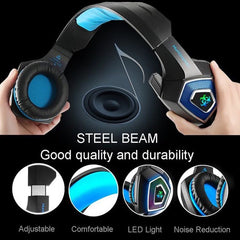 Gaming Headphones 3.5mm RGB Colourful Luminous - Black blue