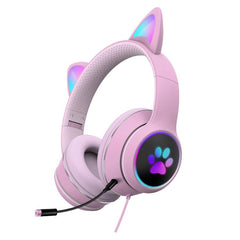 Gaming Headphones Cat ear design, cute and fashionable - Pink