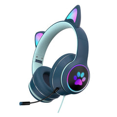 Gaming Headphones Cat ear design, cute and fashionable - Dark Blue