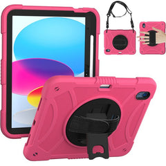 iPad 10 2022 Case Shockproof With Pen Slot & Shoulder Strap - Rose Red