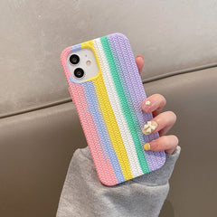 iPhone 12 / iPhone 12 Pro Case Herringbone Texture - Rainbow Pink