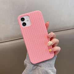 iPhone 13 Pro Case Herringbone Texture Silicone Protective - Pink