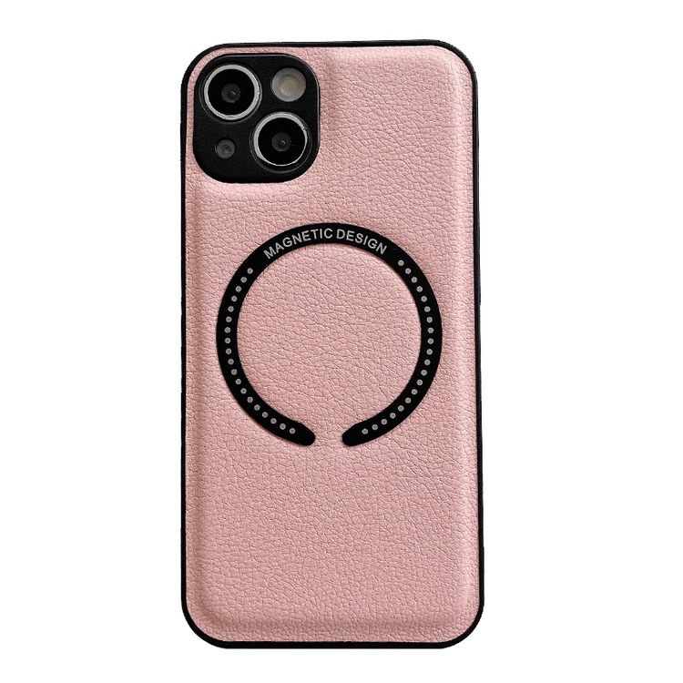 iPhone 13 Pro Case Litchi Texture MagSafe Magnetic - Pink