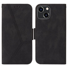 iPhone 14 Case Embossing Stripe RFID Secure Wallet - Black