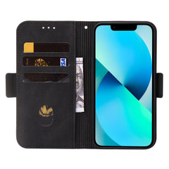 iPhone 14 Case Embossing Stripe RFID Secure Wallet - Black