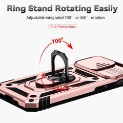 iPhone 14 Case With Camera Shield Cover & Ring Holder - Rose Gold