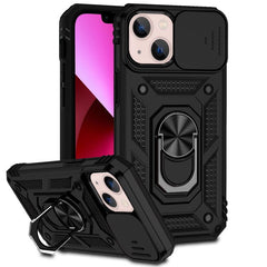 iPhone 14 Plus Case With Camera Shield Cover & Ring Holder - Black