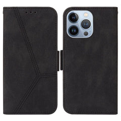 iPhone 14 Pro Max Case Embossing Stripe RFID Secure Wallet - Black