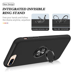 iPhone 8 Plus / iPhone 7 Plus Case with Metal Ring Holder - Black