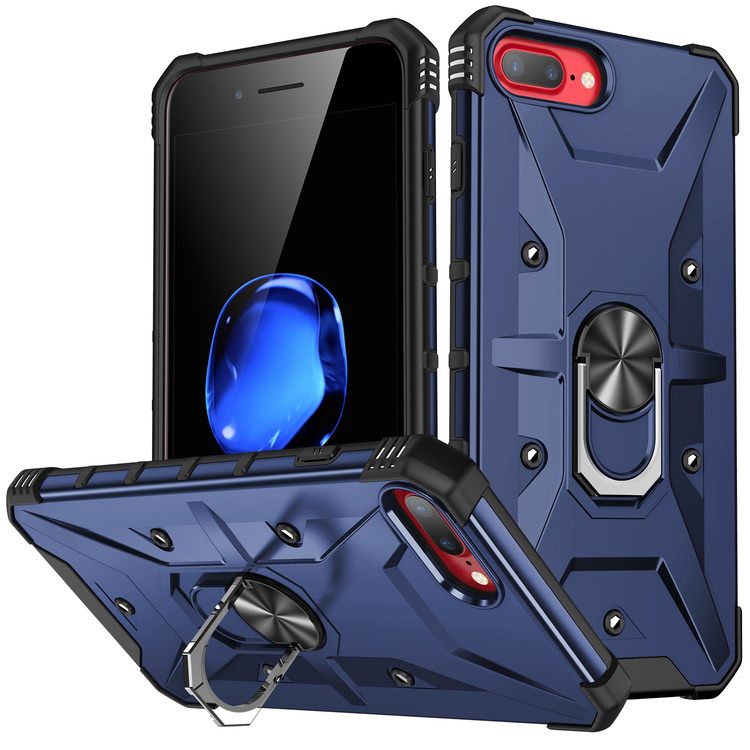 iPhone 8 Plus / iPhone 7 Plus Case With Metal Ring Holder - Blue