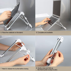 Laptop Stand Height Extender Holder Folding Portable Aluminum Alloy - White