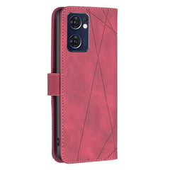 OPPO Find X5 Lite Case Magnetic Buckle Rhombus Texture - Red