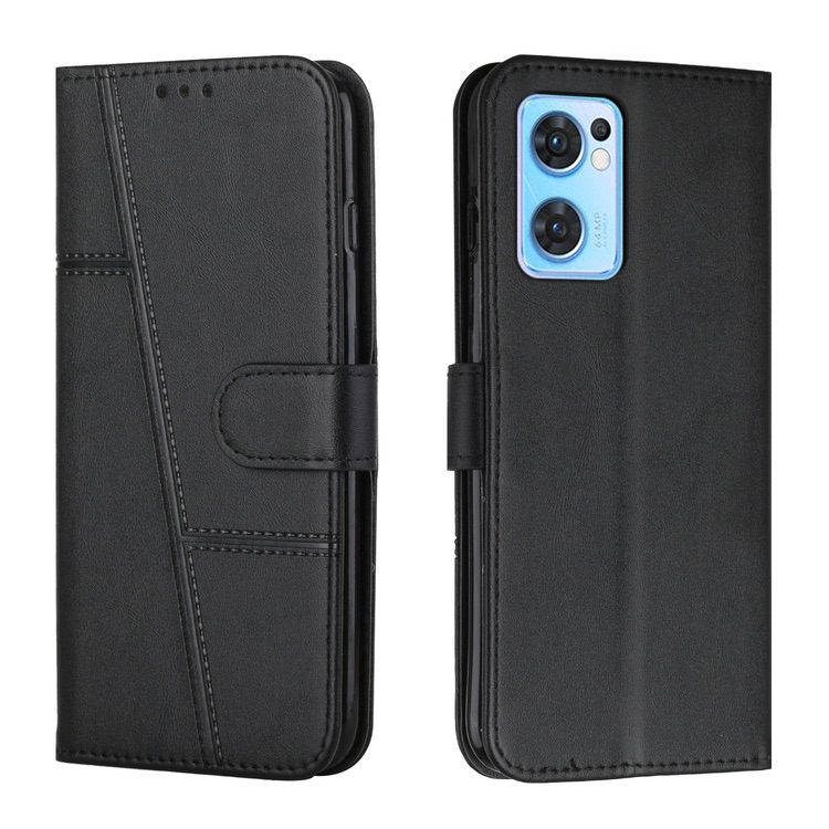 OPPO Find X5 Lite Case Stitching Calf Texture - Black