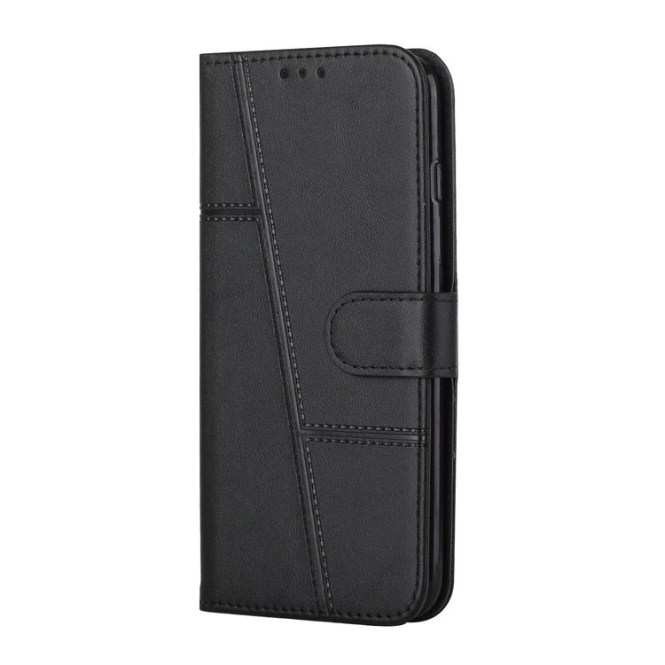 Samsung Galaxy A13 4G Case Stitching Calf Texture Secure Flip - Black