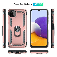 Samsung Galaxy A22 5G Case With Metal Ring Holder Rose Gold