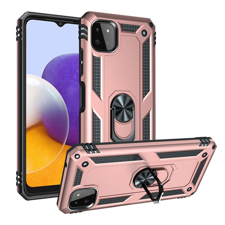 Samsung Galaxy A22 5G Case With Metal Ring Holder Rose Gold