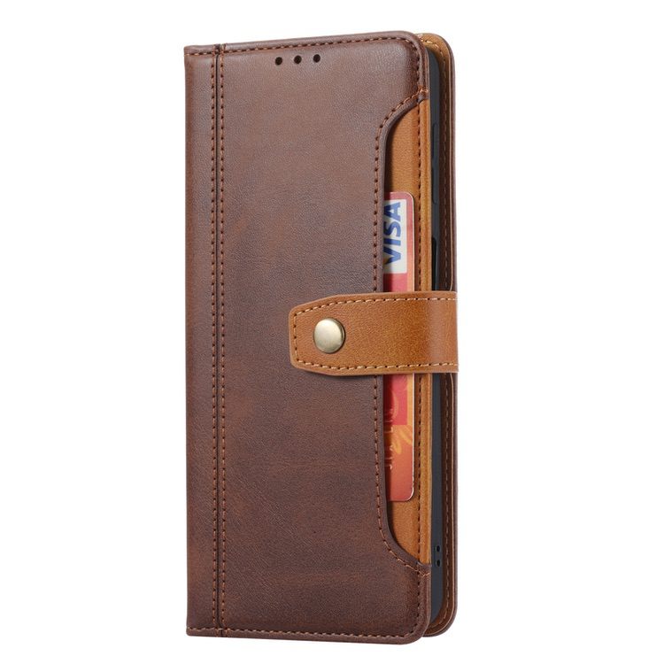 Samsung Galaxy A72 Case Double Fold Clasp PU leather - Coffee