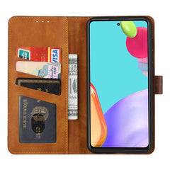 Samsung Galaxy A72 Case Double Fold Clasp PU leather - Coffee