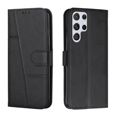 Samsung Galaxy S23 Ultra 5G Case Stitching Calf Texture - Black