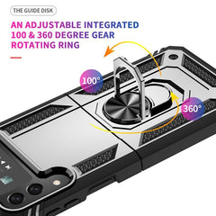 Samsung Galaxy Z Flip 4 5G Case Shockproof with Metal Ring Holder - Silver