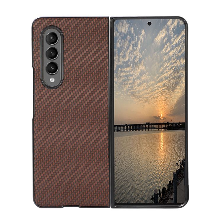 Samsung Galaxy Z Fold 4 5G Case Secure Carbon Fiber Texture - Brown