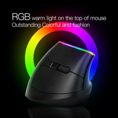 Wireless Vertical Mouse 6 Keys 1600 DPI - Black